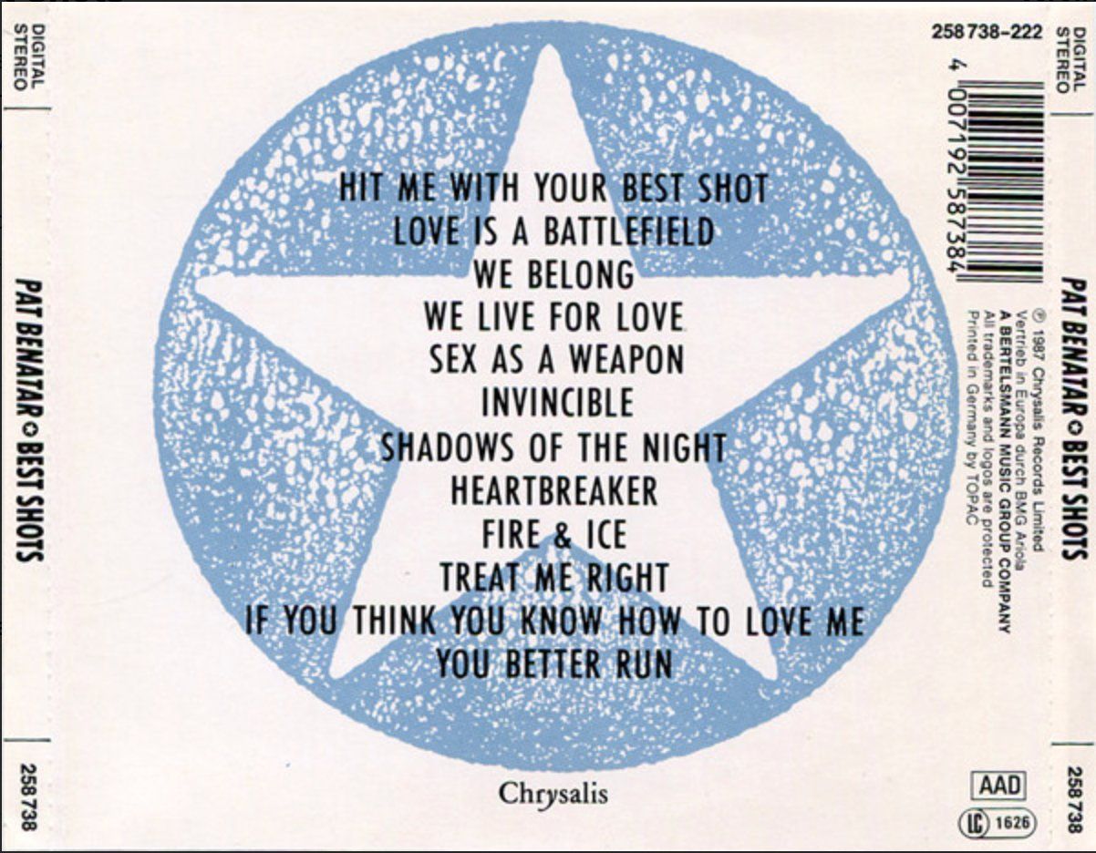 CD: Pat Benatar - Best Shots – Usato da Brunnen venduto da Barfly5 1