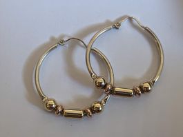Creolen Silber Rosegold Gelbgold mit Kugeln guter Zustand