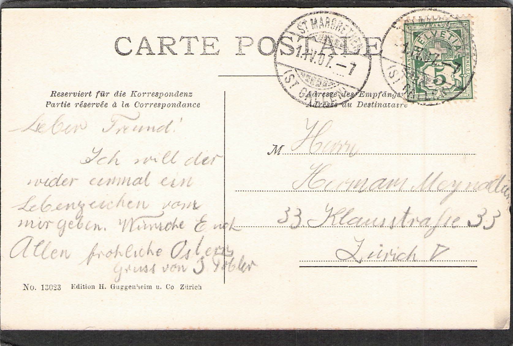Cartoline postali: ^ St. Margrethen , gel. 1907 – Usato da Reichenburg venduto da Pipo-67 1