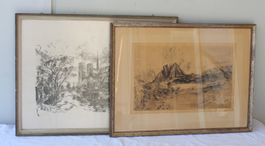 2x Curt Manz 1900-1989 Notre-Dame de Paris + Landschaft sig.