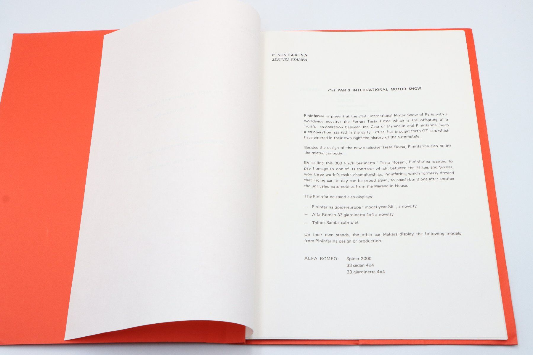 Ferrari Documents: Pininfarina Pressemappe 1984 – D'occasion à Bühl b.Aarberg par Collectorpassions 3
