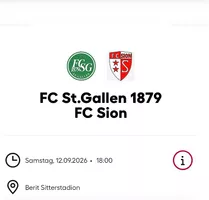 FCSG - FC Sion 2 Tickets 1 Reihe Haupttribühne