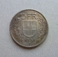 ++ 5.- Franken 1931 - 10* ü. Kopf, gute Erhaltung