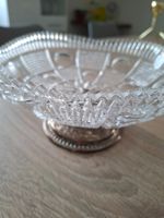 Fruchtschale Kristall mit Fuss versilbert