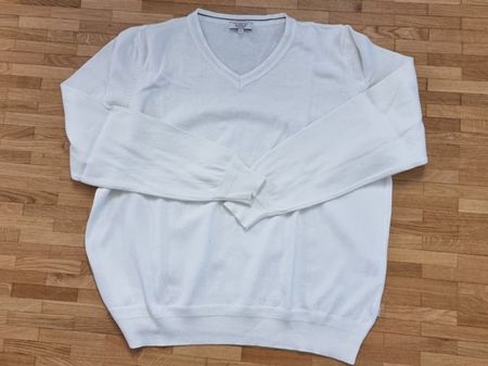 Pullover coton Aigle col V blanc woman