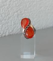 Ring Silber mit Karneol und Rauchquarz