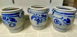 3x Vintage Steinzeug Töpfe für Garten, Deko u.v.a.