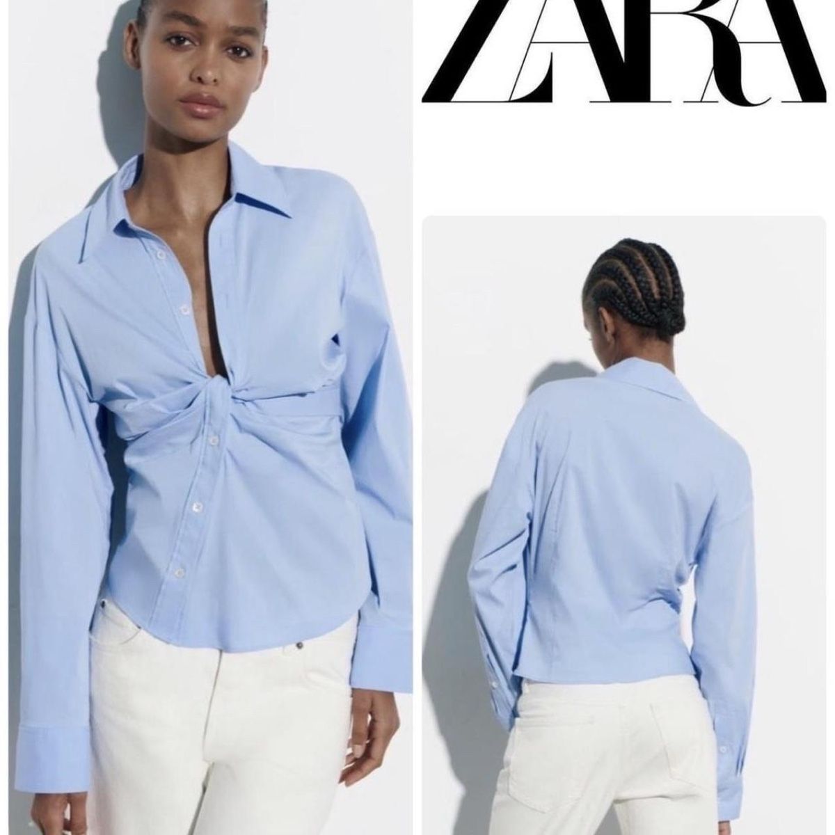 Zara Camicette: Zara Light Blue Knot-Front Shirt - S – Usato da Nyon venduto da My_wardrobe 1