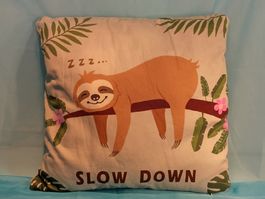 Kissen, Faultier, Slow down, mit Innenkissen,Reissverschluss