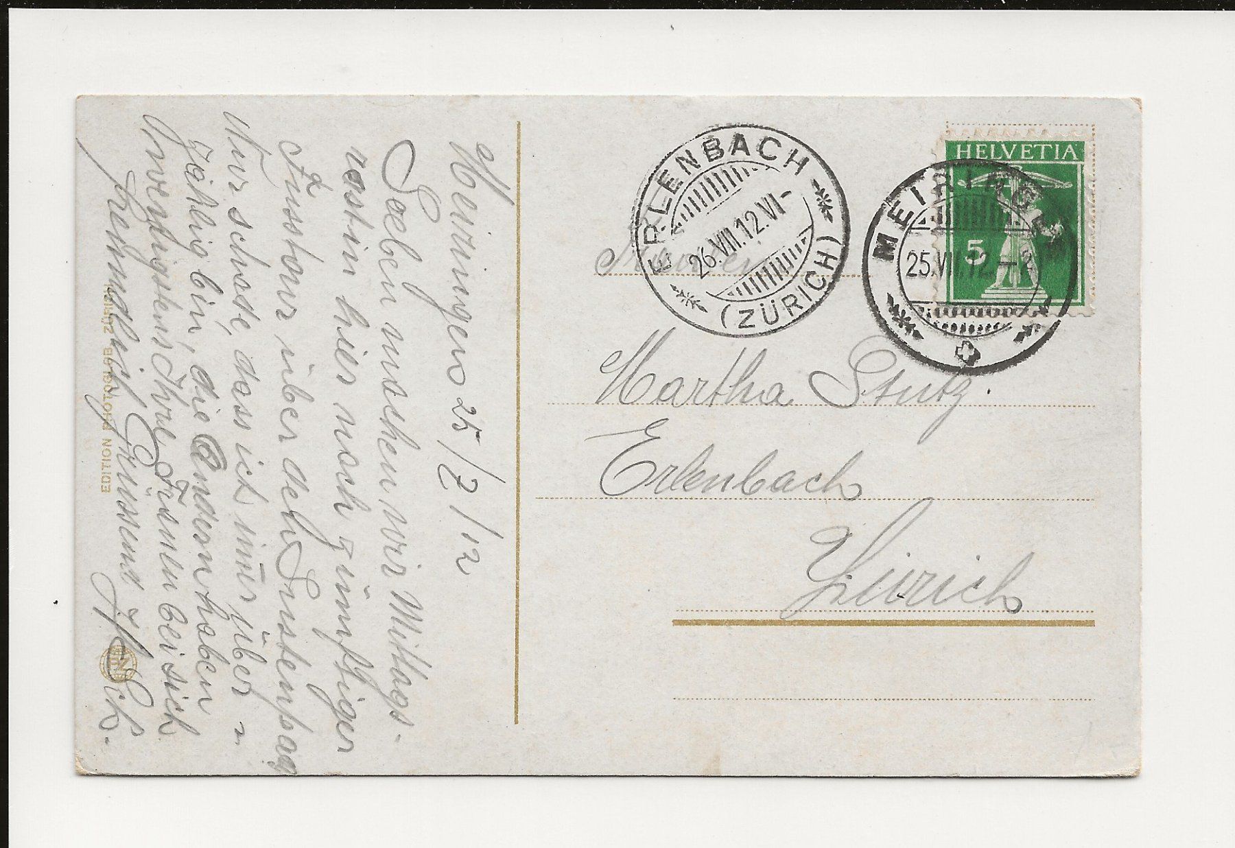 Cartoline postali: AK 1912 Meiringen BE – Usato da Greifensee venduto da 315WDO 1