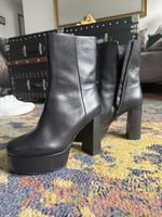 H&M Leder-Stiefeletten schwarz Gr. 36 – Echtleder, kaum getr