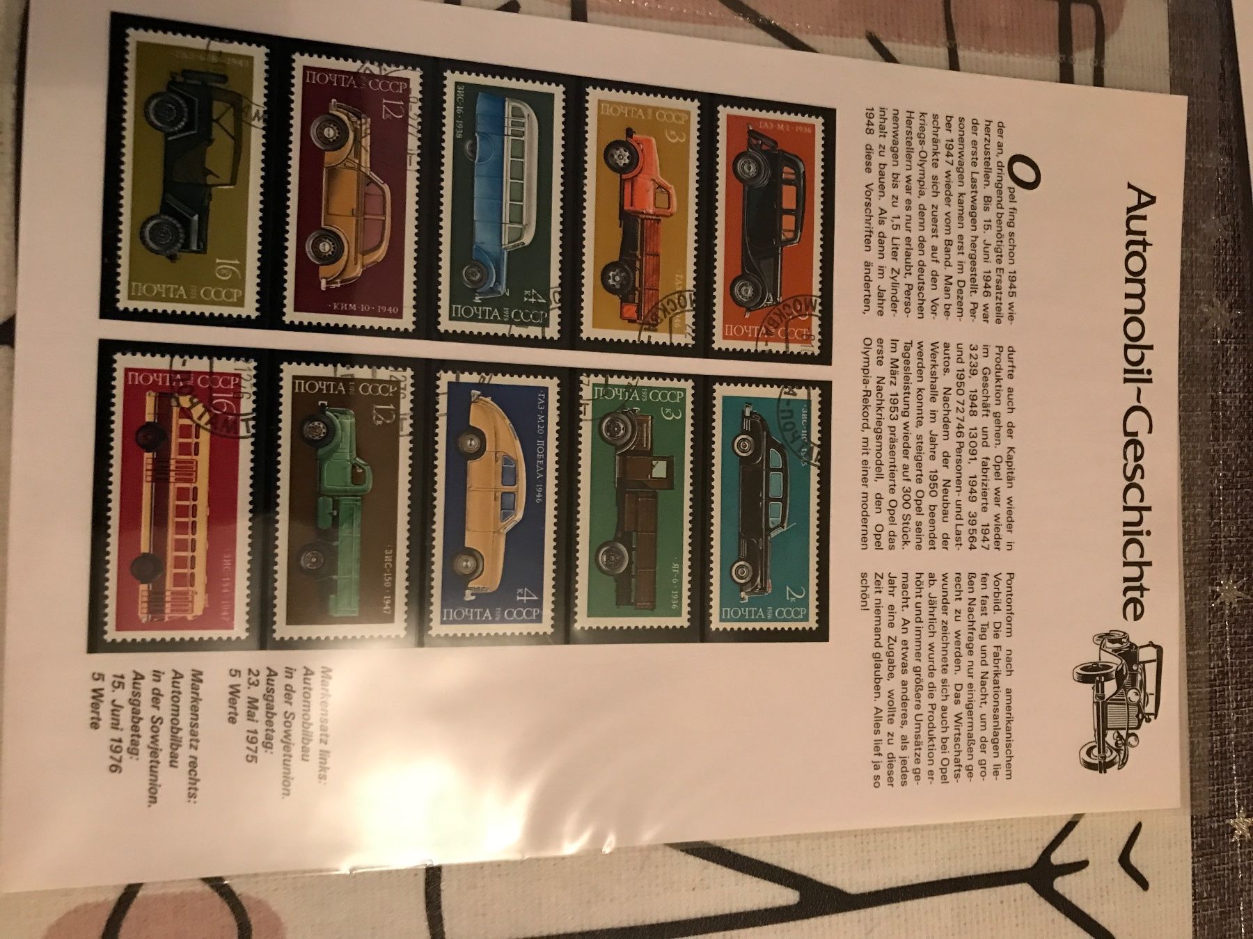 Tutti i francobolli: 9 Seiten Automobil-Geschichte 1986 – Usato da St. Gallen venduto da Setin 8