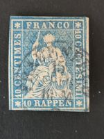 Ab 1850, 10 Rappen Strubel blau