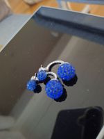 Ohrstecker Kugel blau mit Strass silberfarben gebraucht