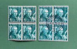 Pro Juventute 1938 Briefmarken - 4er Blöcke: Salomon Gessner