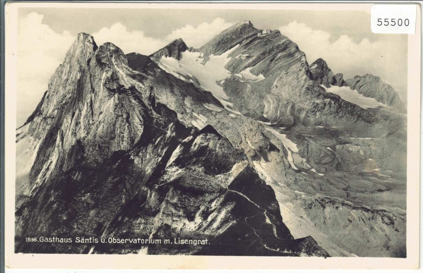 Ansichtskarten: Gasthaus Säntis u. Observatorium m. Lisengrat – Gebraucht aus Ettingen von Kartenplanet