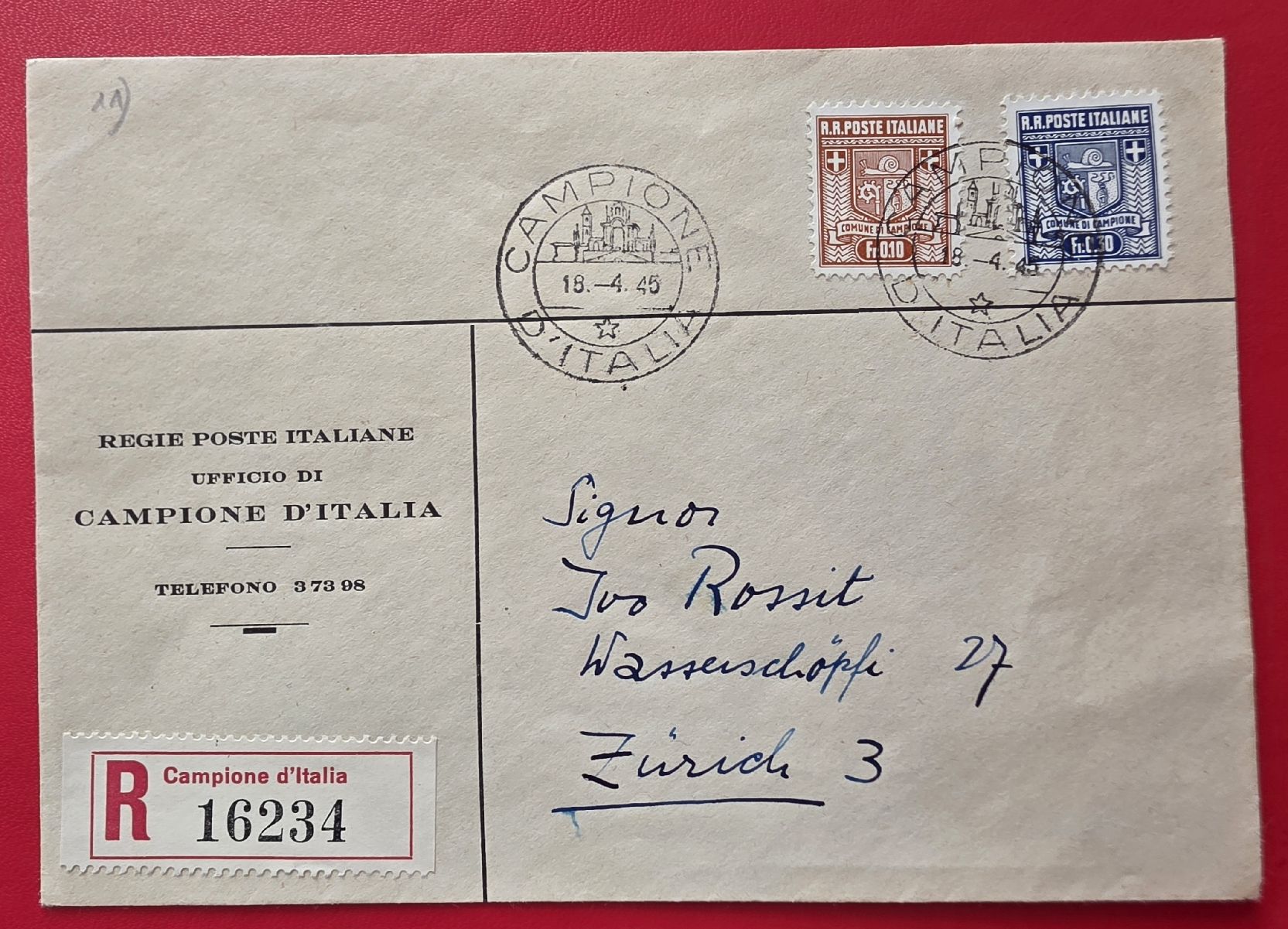Tutti i francobolli: CAMPIONE Briefmarken -Brief – Usato da Bern venduto da Kocholo 4