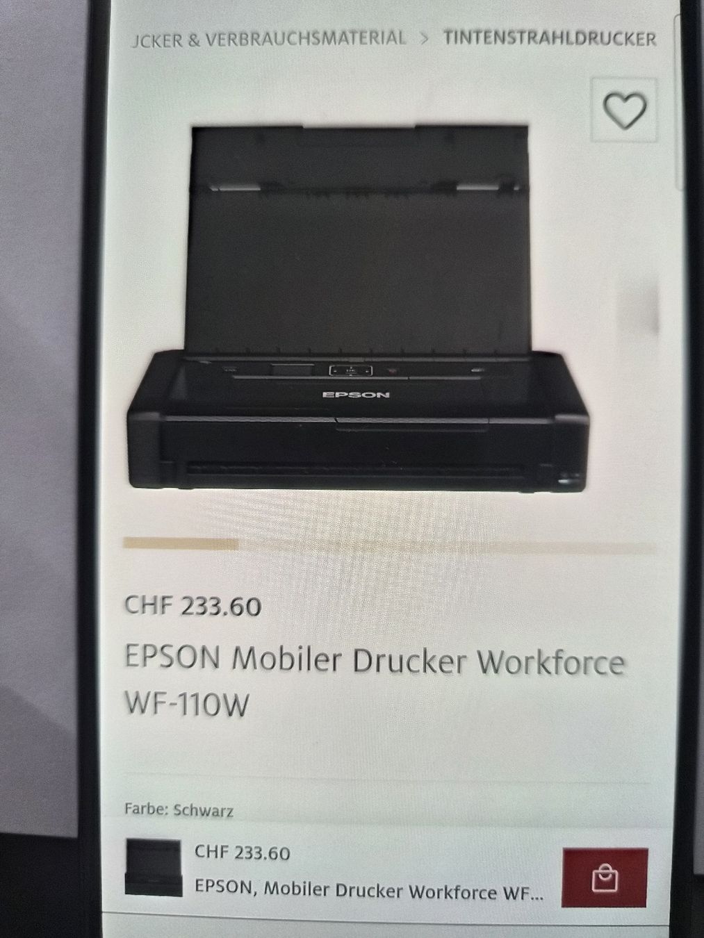 Epson Imprimantes: Epson Mobiler Drucker Workforce wf 110w – D'occasion à Basel par dhe_qbg8 2