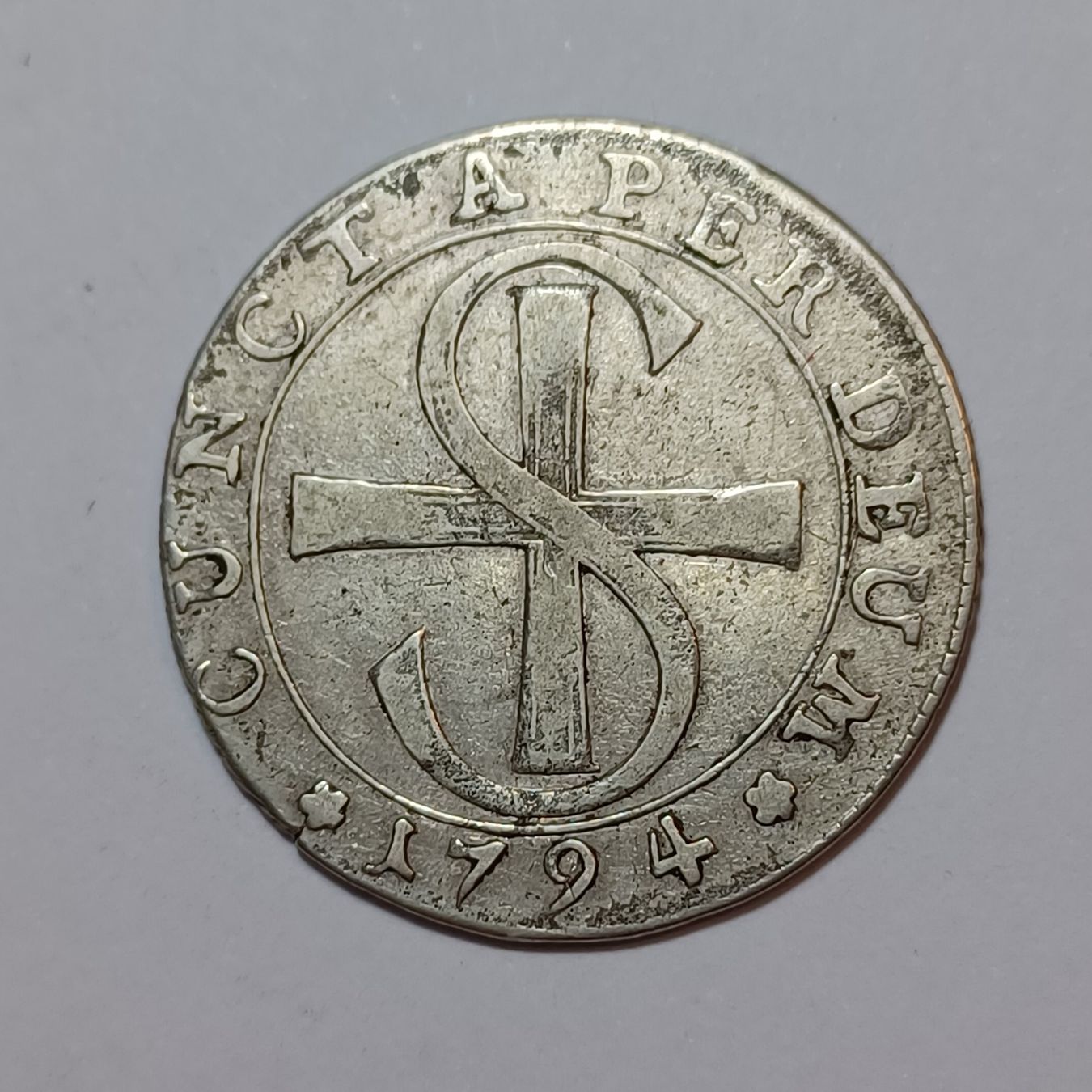 Alle Münzen: 20 Kreuzer 1794 Solothurn – Gebraucht aus Pfäffikon ZH von Welt_Muenzen 1