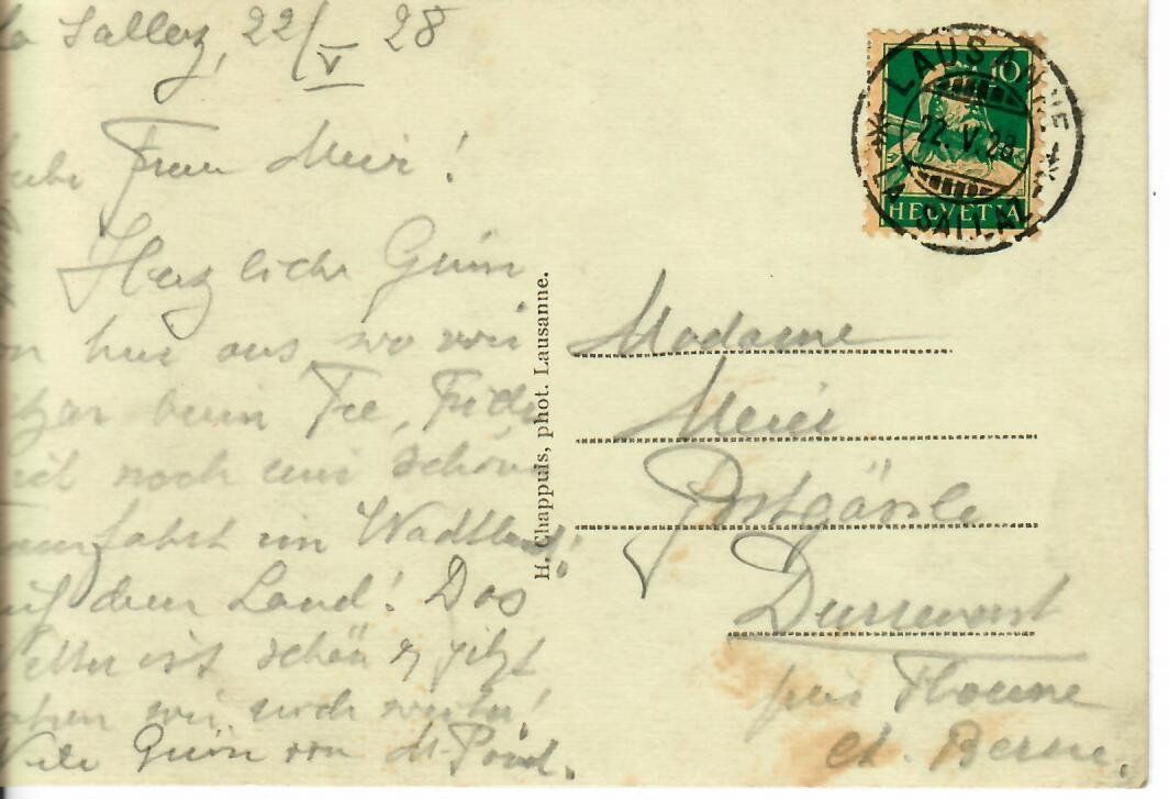 Cartoline postali: La Sallaz  1928 – Usato da Hochdorf venduto da Ziegel-16 1