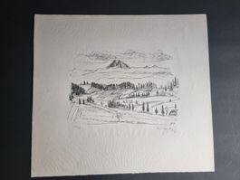 LANDSCHAFT LITHOGRAPHIE SIGNIERT NUMMERIERT