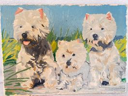 Westie art & floral print