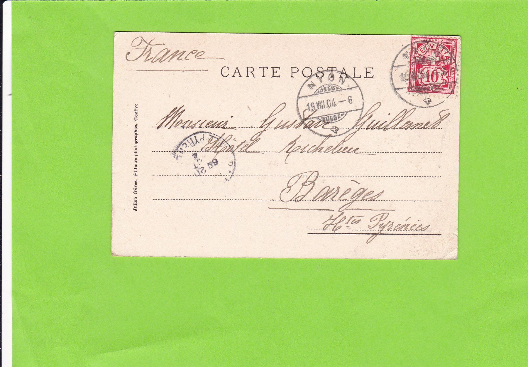 Cartoline postali: NYON--vue générale---1904 – Usato da St. Peterzell venduto da neckertal 1