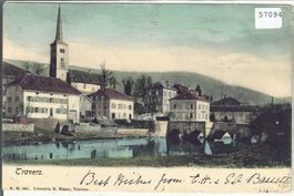 Travers - Vue du village - coloriert