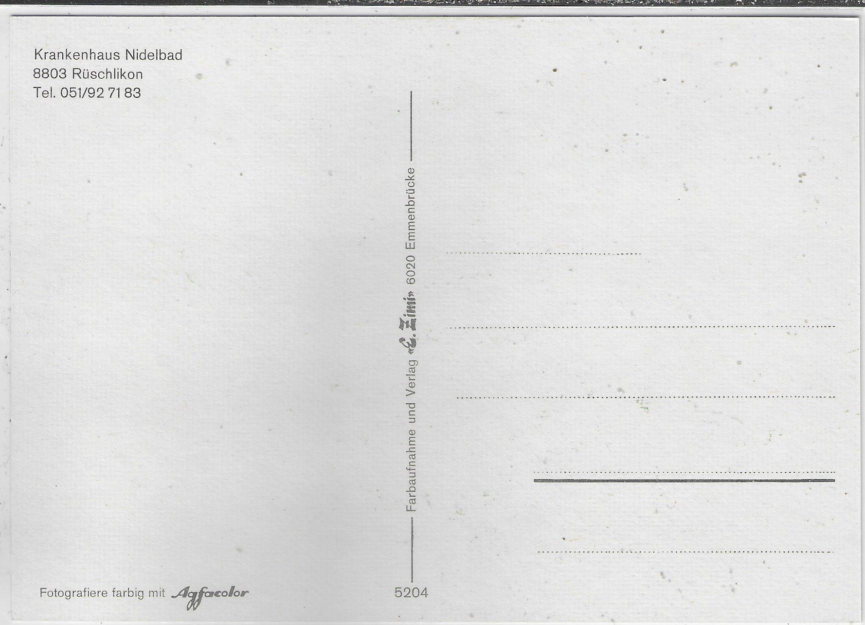 Cartoline postali: Krankenhaus Nidelbad - Rüschlikon – Usato da Ettingen venduto da Kartenplanet 1