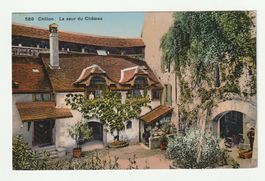 Postkarte Schloss Chillon Cour VD Montreux