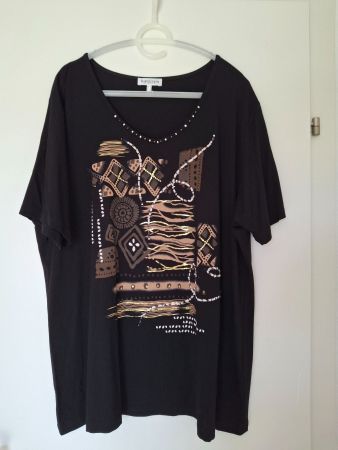 Kirsten T-Shirt Schwarz Gr. 52 mit Muster & Schmucksteinen