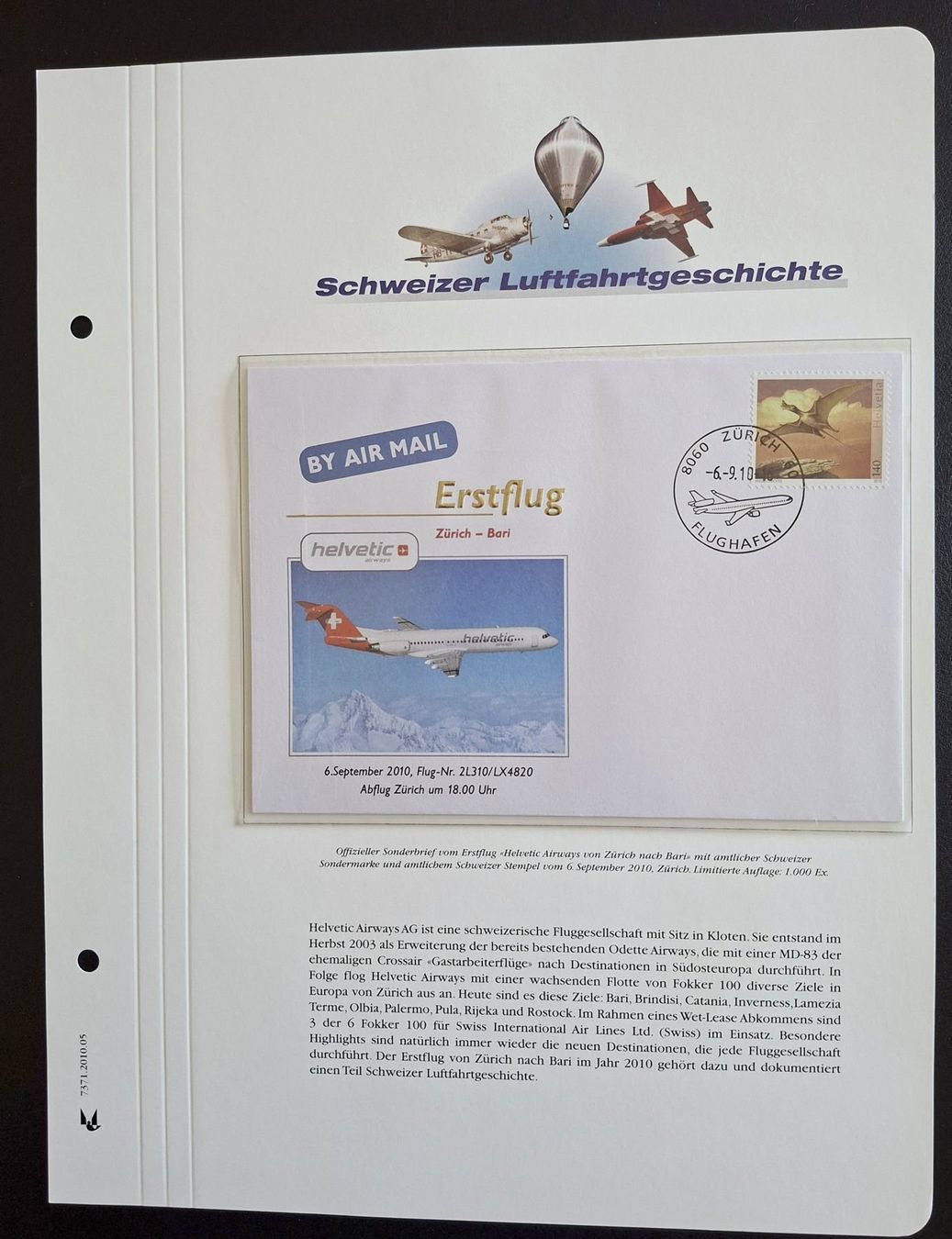 Tutti i francobolli: Schweiz Luftfahrtgeschichte 18 Blätter – Usato da Basel venduto da Pfefferschootte 9
