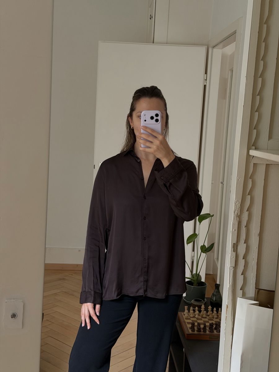 Massimo Dutti Blusen: Massimo Dutti Brown Satin Hemd M – Neu (gemäss Beschreibung) aus Zürich von flo_8x2x 2