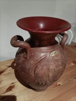 Handgefertigte Vase, Amphoren Design, braun, 36 cm hoch