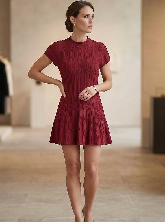Vestiti: Robe en maille The Kooples bordeaux, taille 36 – Usato da Prangins venduto da heima00