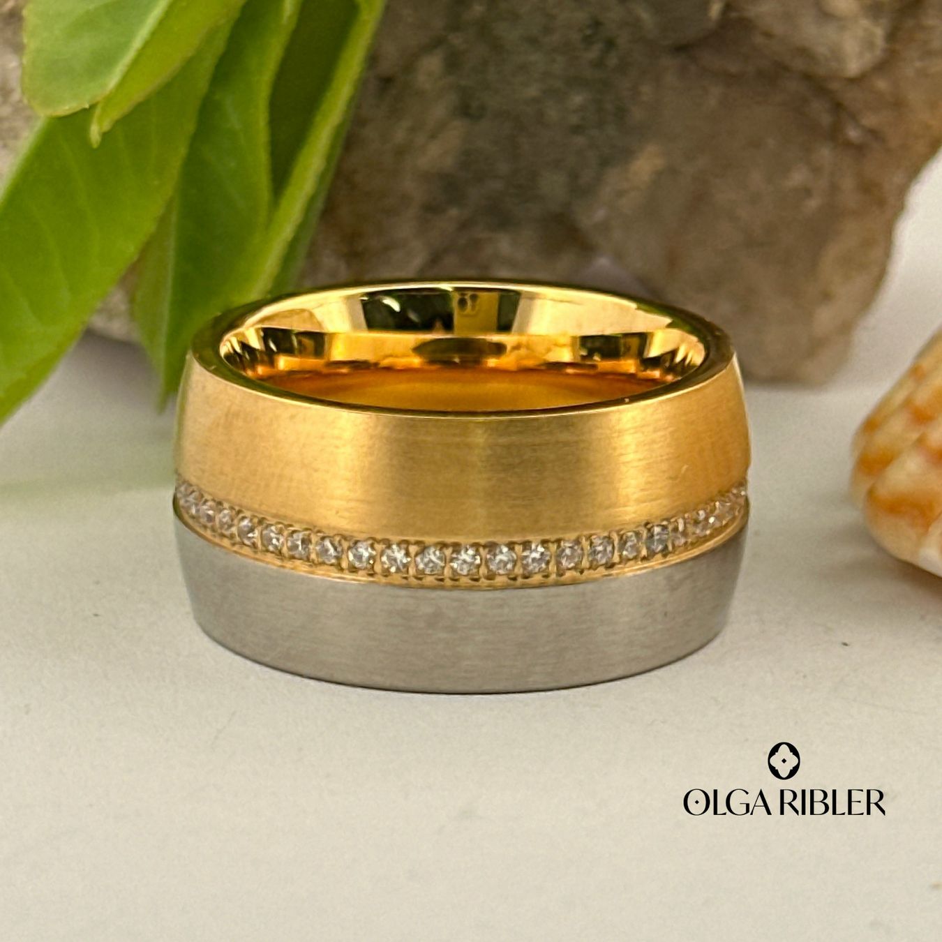 Olga Ribler Anelli: 12 mm breiter Ring Stahlring bicolor, Grösse 60 – Nuovo (secondo la descrizione) da Luzern venduto da Schmuckoutlet 5