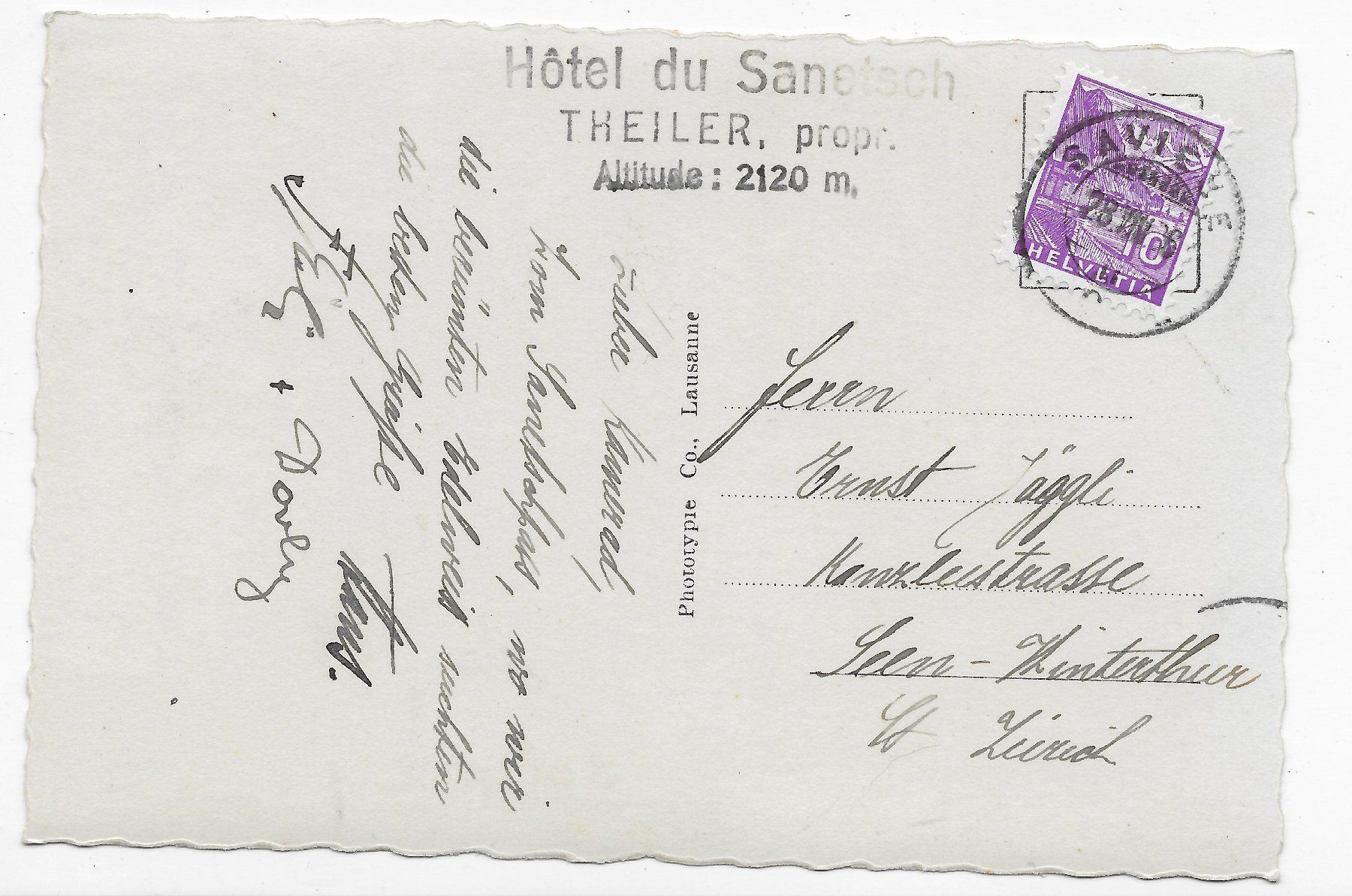 Cartoline postali: Hotel Sanetsch – Usato da Hefenhofen venduto da Richsalz 1