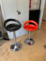 Barhocker, 2 Stk, Schwarz/Orange