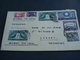 Flugbrief Südafrika-Schweiz 1950, bunt frankiert,o Wuppertal