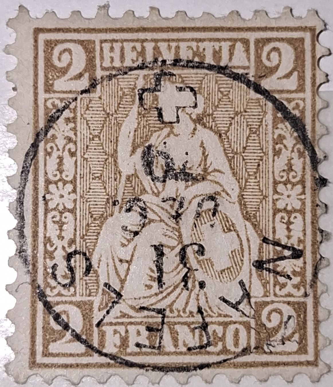 Tutti i francobolli: Sitzende Helvetia Nr. 37 Näfels – Usato da Balgach venduto da SIMEON27