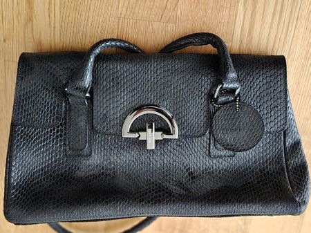 Vintage PICARD Leder-Handtasche mit Schlangenprägung