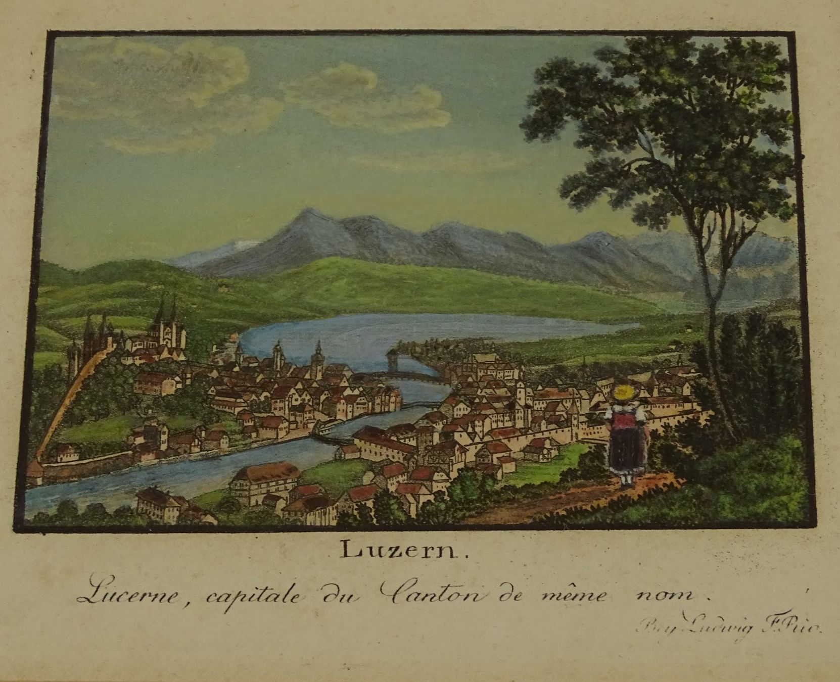 Stiche: LUZERN, KOLORIERTE AQUATINTA UM 1820 – Gebraucht aus Grüningen von Kartensammler 2