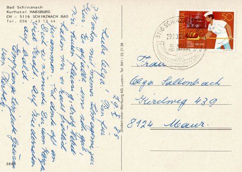 Cartoline postali: Ansichtskarte Bad Schinznach, Schniznach Bad 1985 – Usato da Ebmatingen venduto da desalli 1