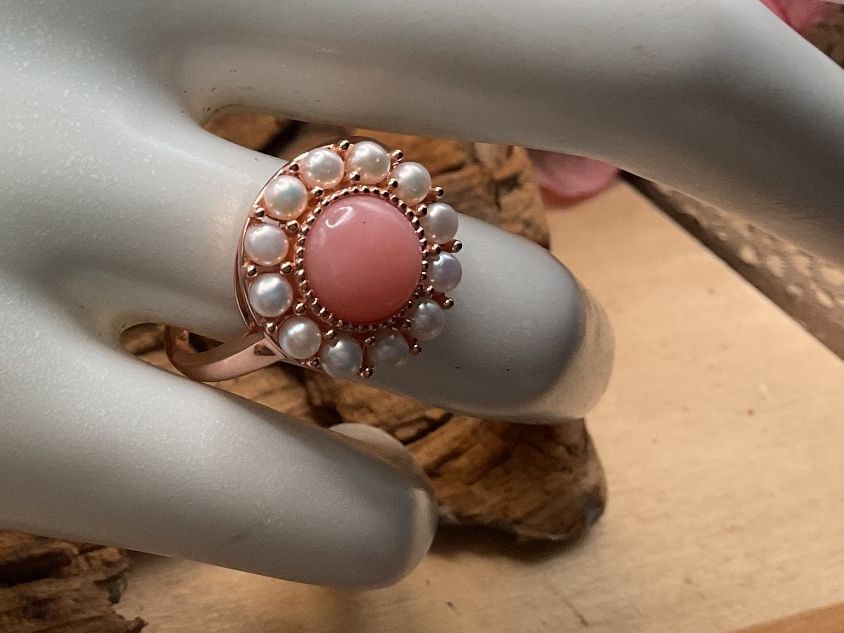 Perlen (unechte): Silberring mit Opal und Saatperlen – Neu (gemäss Beschreibung) aus Luzern von S.Kern01