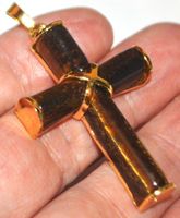 Anhänger L-9505 – Tigerauge Kreuz 4,5x3cm goldig