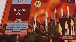 20 LED Kerzen Weihnachtsbeleuchtung Set Clip gold flackernd