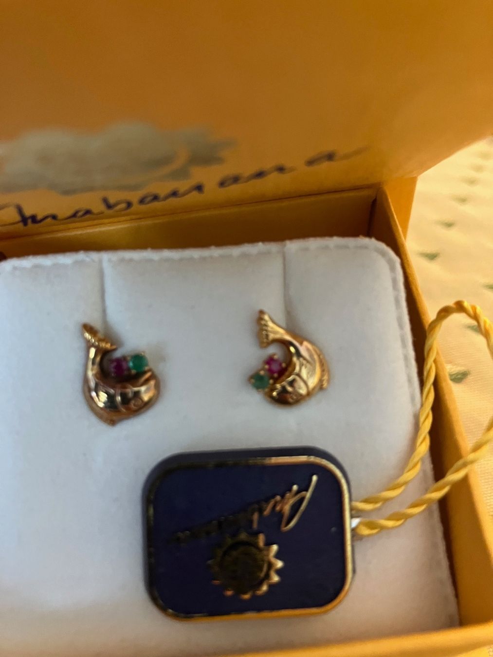 Orecchini pendenti & Orecchini a lobo: Ohrringe 14K Gold / Rubin & Smaragd – Nuovo e nell'imballaggio originale da Triesen venduto da hor_6kx9 1