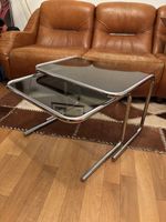 Vintage Chrome & Glass Side Table 1970s space age