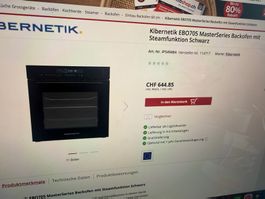 Neuer Backofen mit Steamer 60cm x60cm 230V mit 16A 399.-