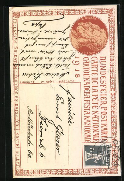 Cartes postales: Schweizer Bundesfeier 1918, Versammlung  – D'occasion à Berlin par bartko-reher 1